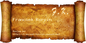 Francsek Korvin névjegykártya